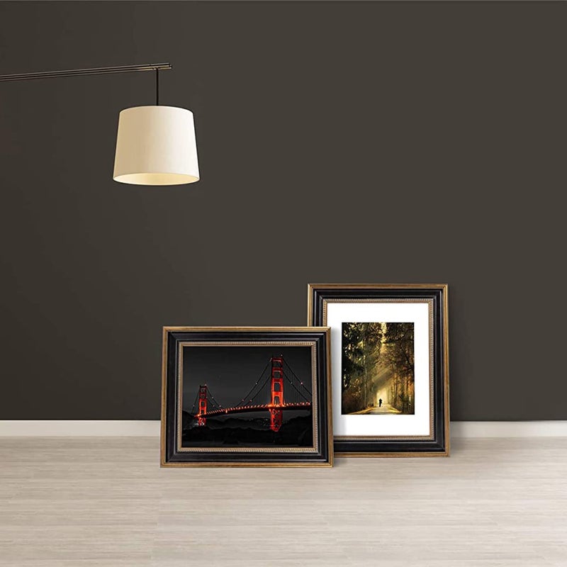 Space Art Deco, 11x14 Picture Frame with Mat for 8x10 Photo or Display 11x14 Prints Without Mat, Shatter Resistant Glass Wall Mounting (Color Ornate Gold/Black) - Image 3